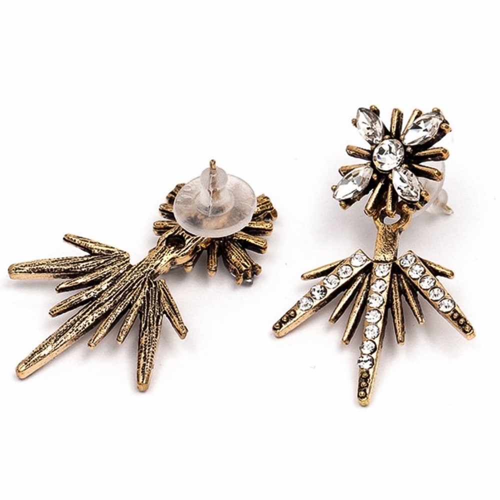 Antiqued Gold Crystal Studs w/Matching Jackets - Picture 4 of 7